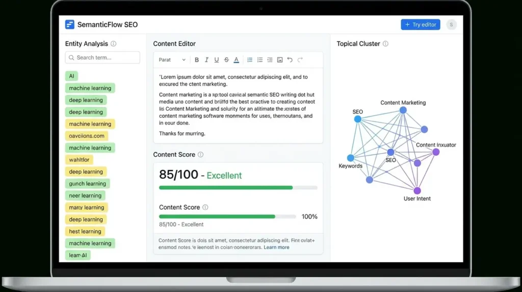 Key Features of the Ben Stace Semantic SEO Writing Tool.