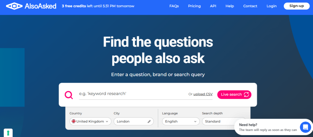 Free AI Visibility Tools for Generative AI Alsoasked dashboard