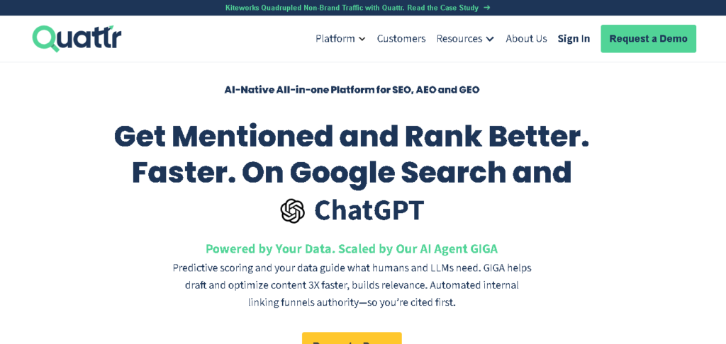 The 10 Best AEO Tools in 2026: Ranked and Reviewed Quattr dashboard