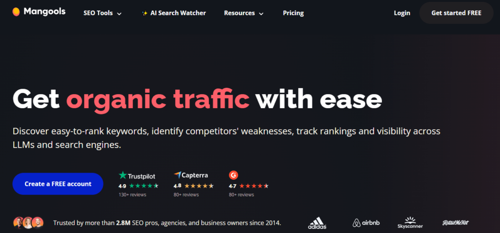 Free AI Visibility Tools for Generative AI Mangools dashboard